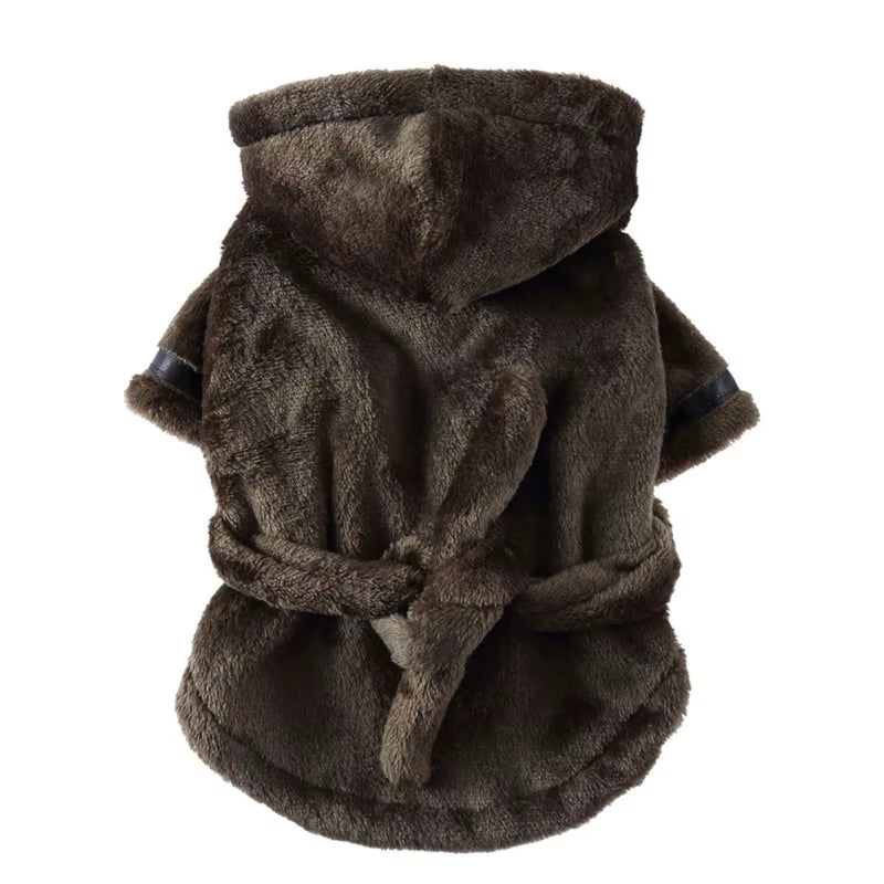 Pet Dog Towel Pajama with Hood Thickened Luxury Dog Bathrobe Quick Drying and Super Absorbent Dog Towel Puppy Shower Gown