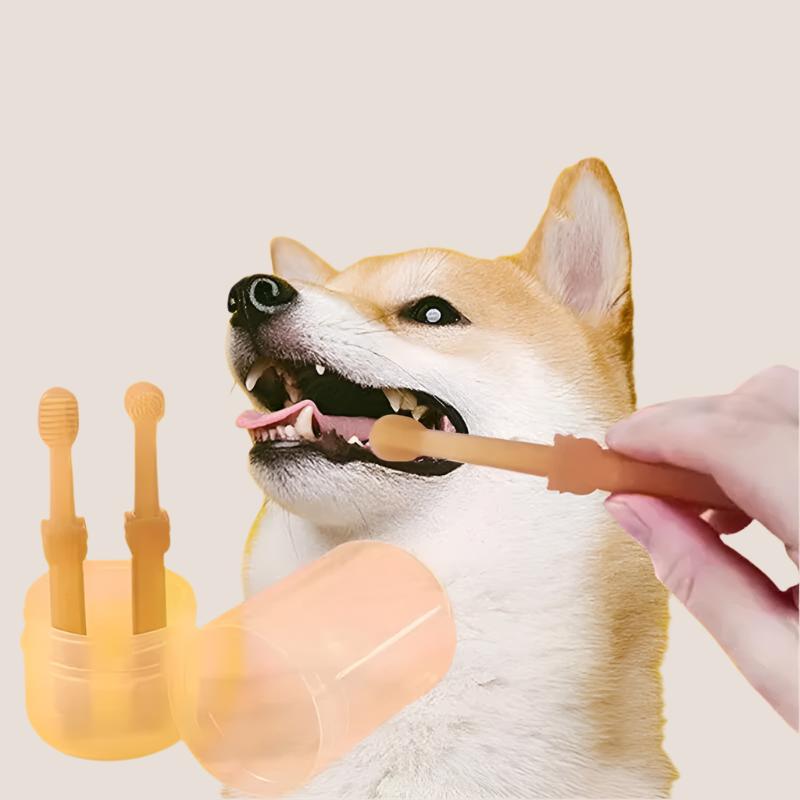 Teeth Whitening Dog Cat Silicone Soft Toothbrush Oral Care Puppy Toothbrush Toothpaste Pet Kit Teeth Cleaning Pet Supplies